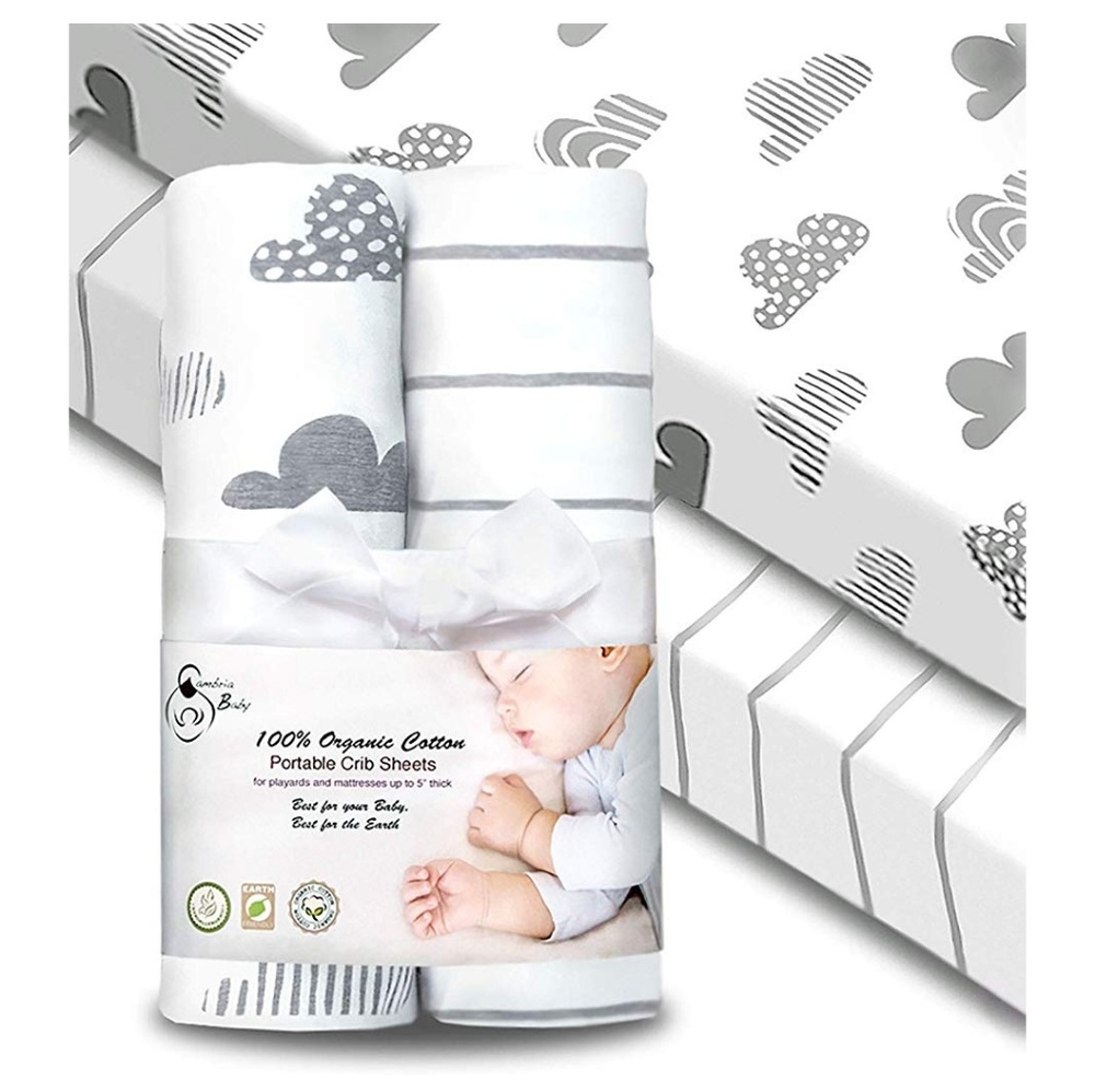 White and grey Crib sheet set of 2